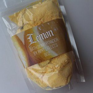 Lemon bath bomb powder with dried lemons
